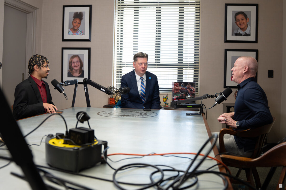 Student-led recording session with camera and audio gear during a VOICES of OKC production